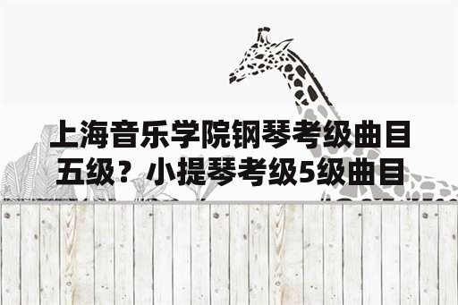 上海音乐学院钢琴考级曲目五级？小提琴考级5级曲目？