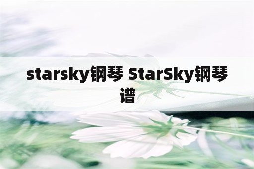 starsky钢琴 StarSky钢琴谱