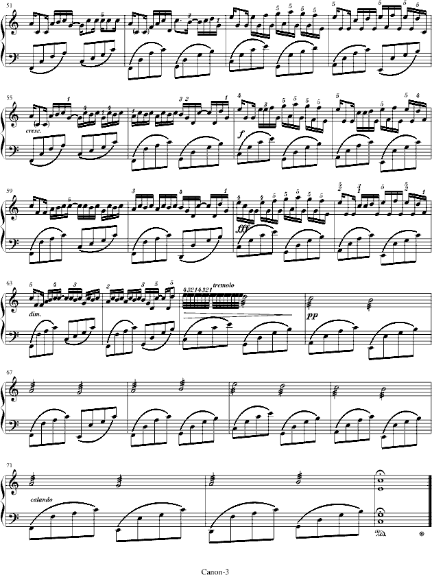 卡农钢琴曲简易版单手(世界名曲卡农,双手简谱简化版钢琴弹奏)