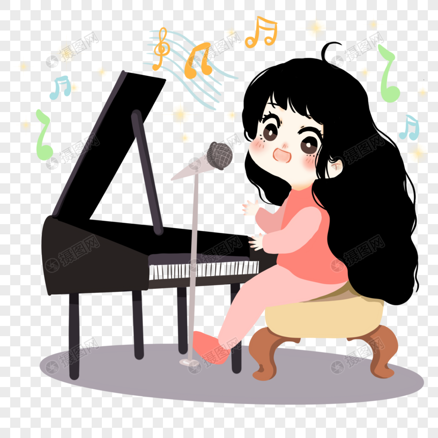 弹钢琴的小女孩简笔画图片(弹钢琴的小女孩简笔画图片可爱)