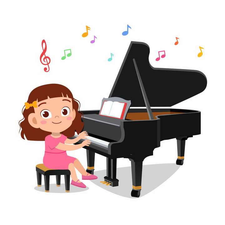 弹钢琴女孩卡通图片(弹钢琴的小女孩图片唯美)