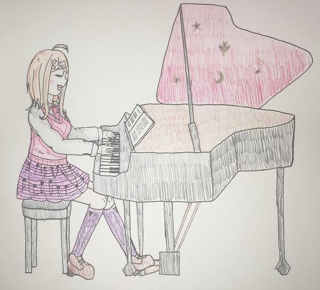 女孩弹钢琴简笔画图片(弹钢琴的小女孩简笔画图片)