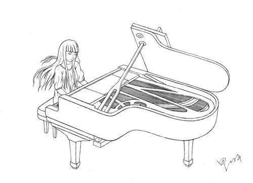 弹钢琴的少女手绘画(弹钢琴的少女手绘画教程)