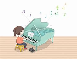 弹钢琴小姑娘手绘(弹钢琴小姑娘手绘图片)