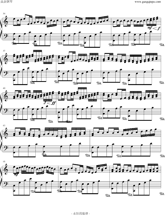 《卡农》钢琴谱原版数字(卡农钢琴谱 简单数字)