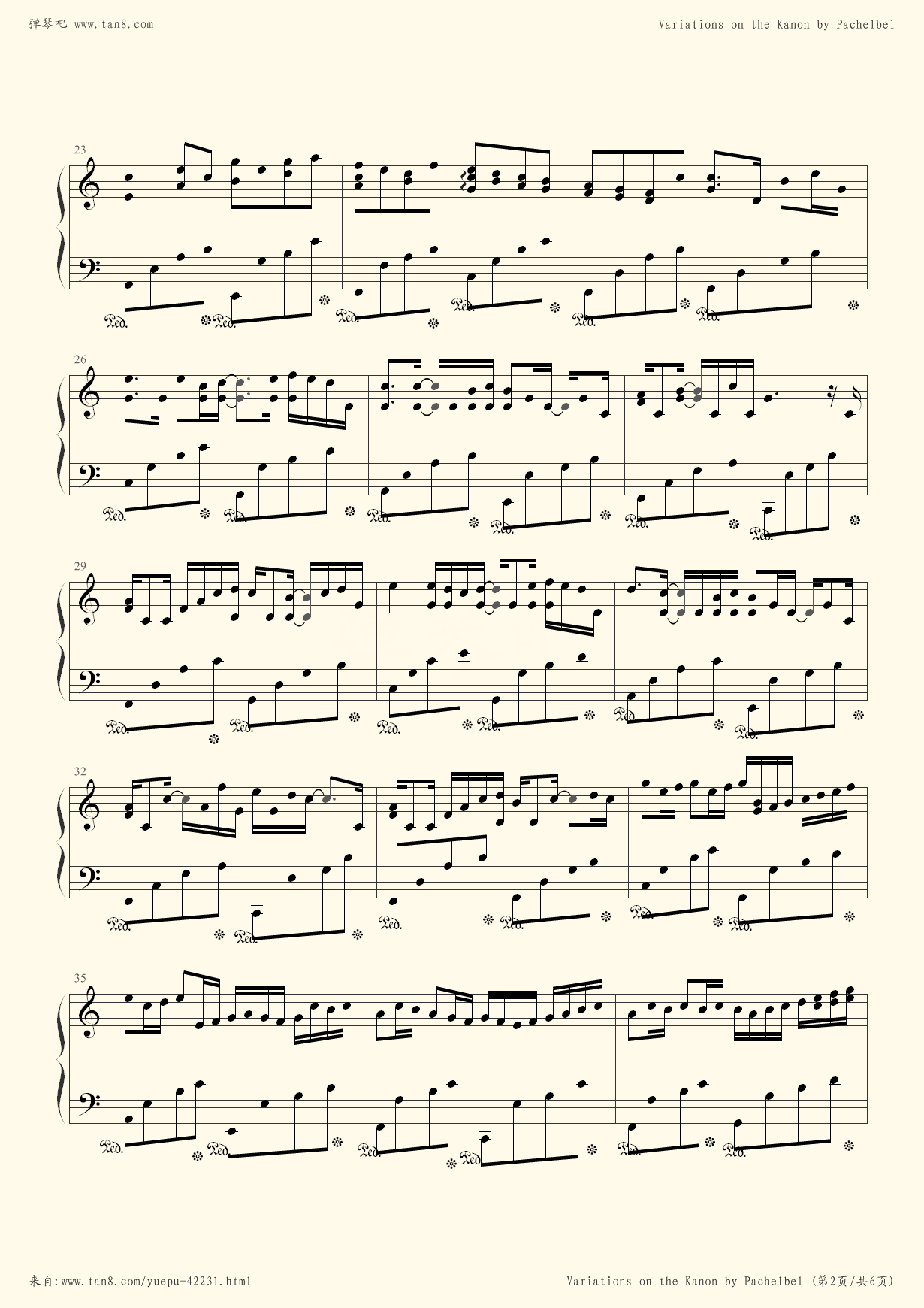 卡农钢琴曲原版钢琴谱数字版的简单介绍